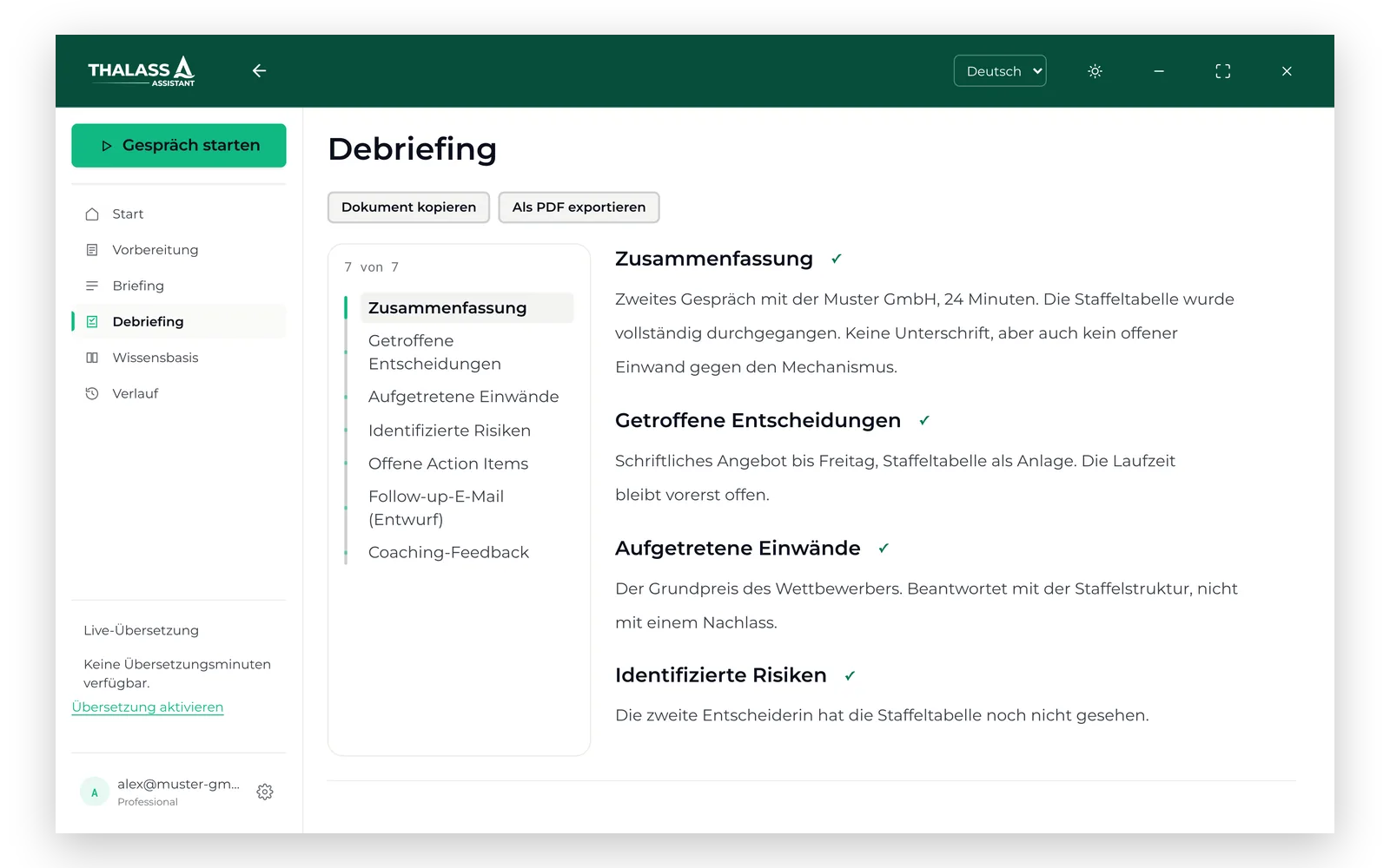 Thalassa hält Entscheidung und nächste Schritte nach einer Führungssitzung sichtbar